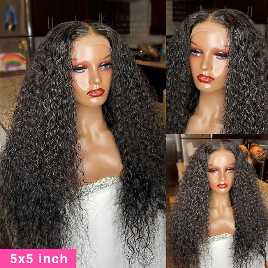 5*5 HD Deep Wave 100% Natural Human Hair.