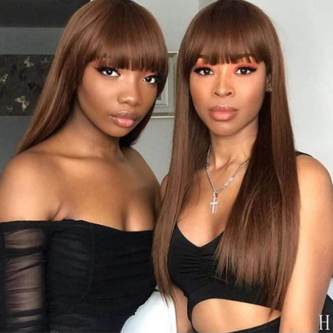 Transparent Lace Wig with Bang Straight Style.